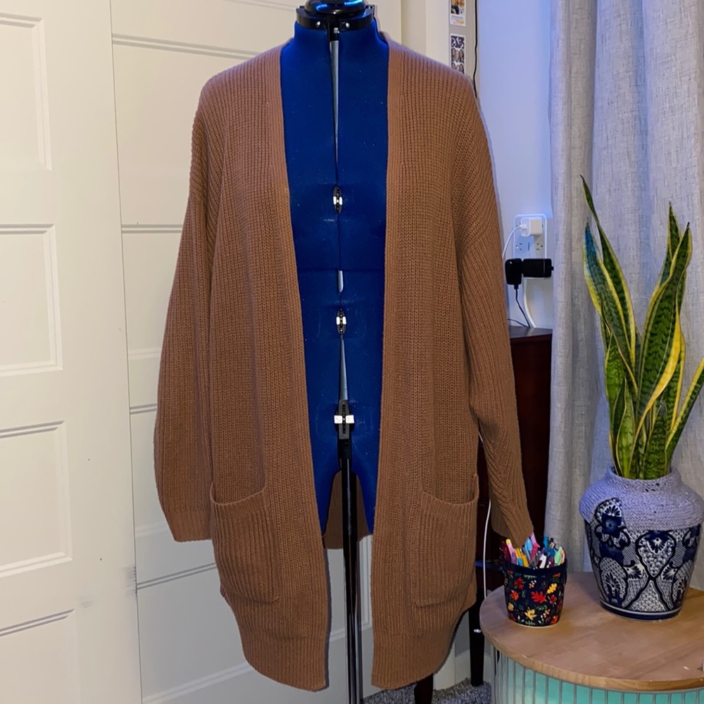 Express Brown Shaker Knit Cardigan Sz M